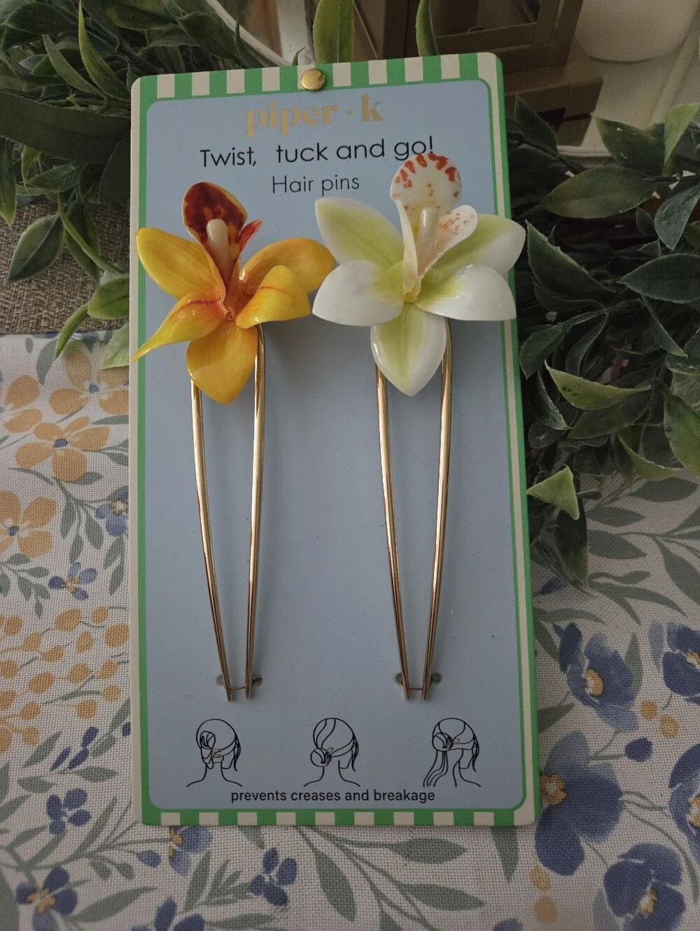 piper•k Floral Hair Pins - Yellow & White